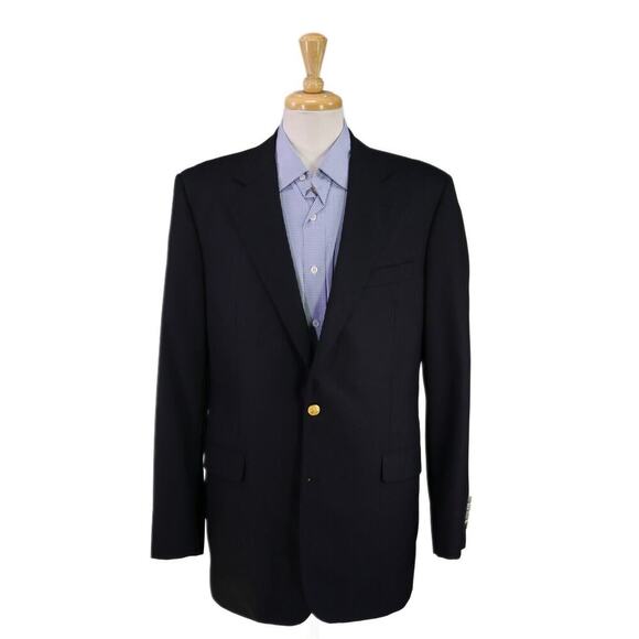 Brooks Brothers Navy Blue w/ Gold Metal Buttons 2B Loro Piana Blazer Jacket 42L